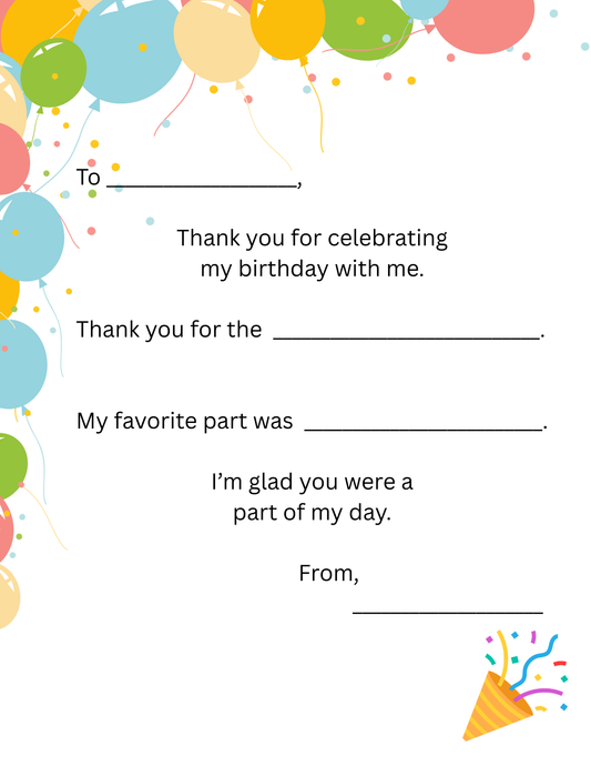 Birthday Thank You Set