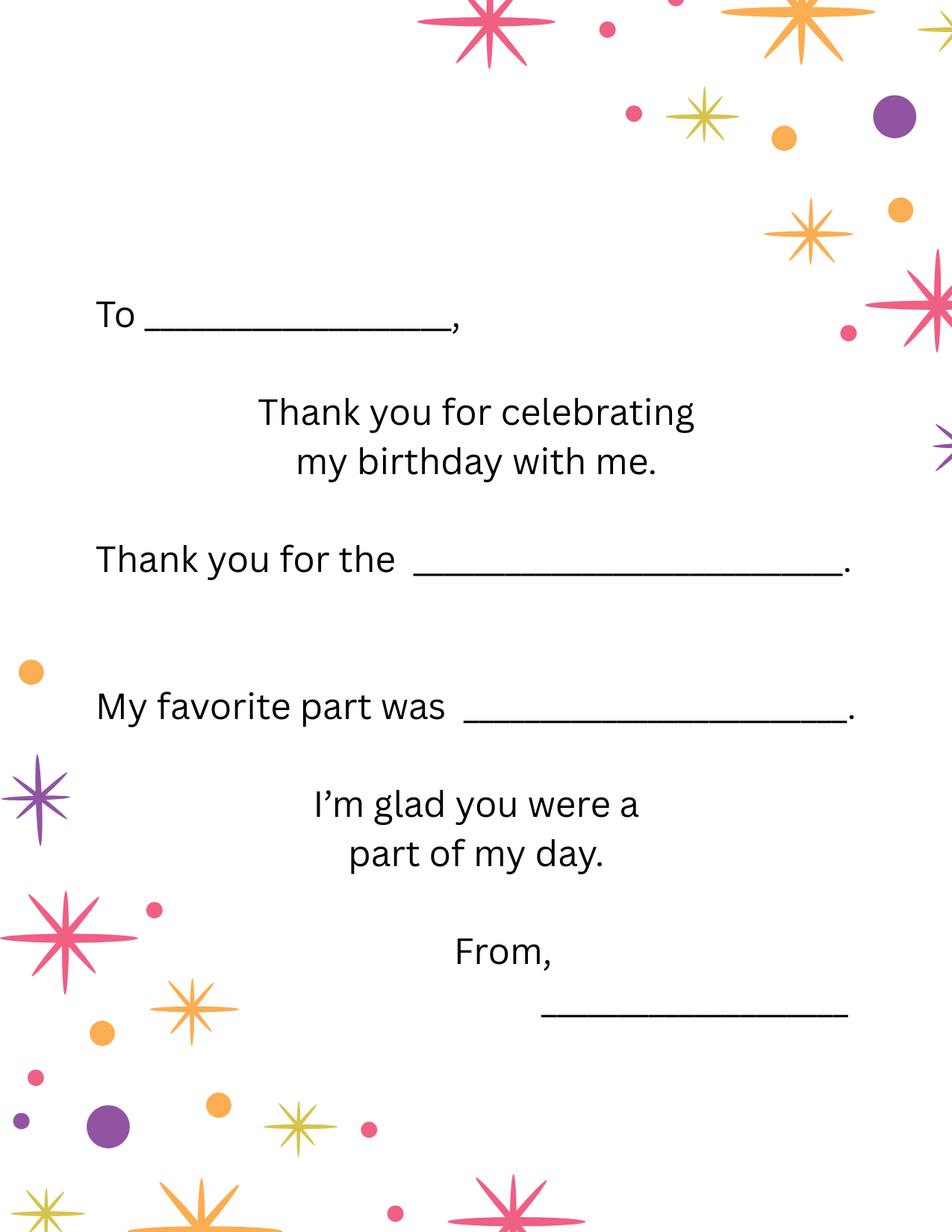 Birthday Thank You Set