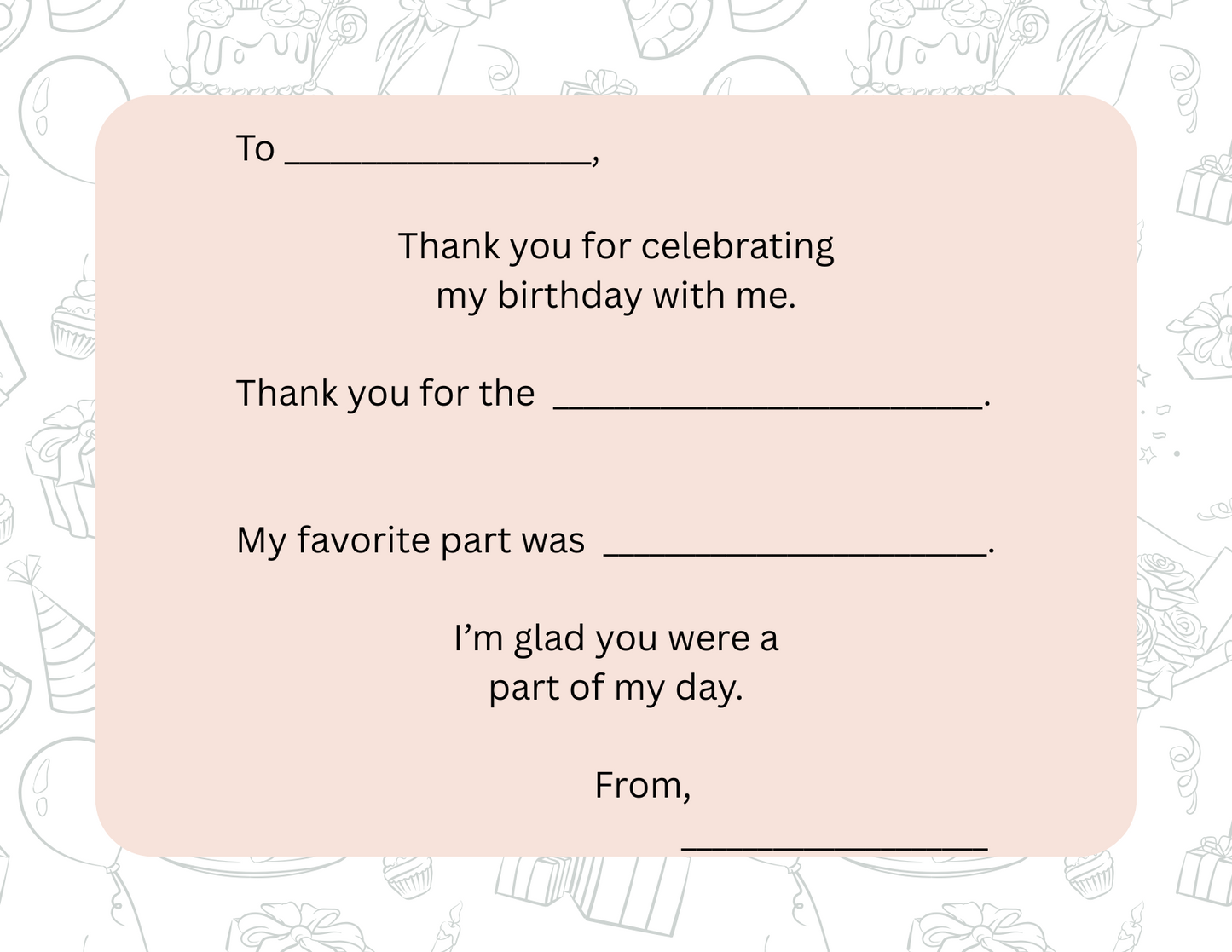 Birthday Thank You Set